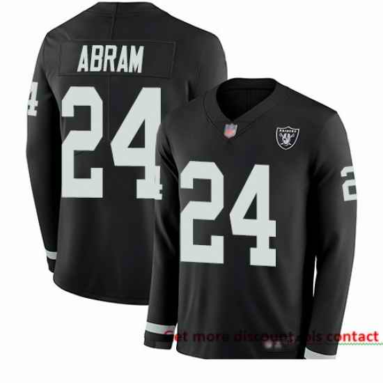 Raiders 24 Johnathan Abram Black Team Color Men Stitched Football Limited Therma Long Sleeve Jersey